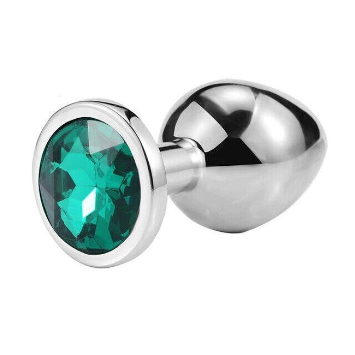 Metal Elmas Taşlı Anal Plug Zümrüt Küçük Boy