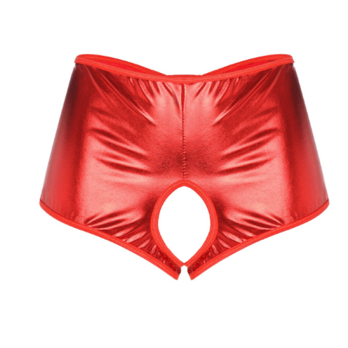 Fantezi Kırmızı Özel Bölgeleri Açık Parlak Külot BC0048
