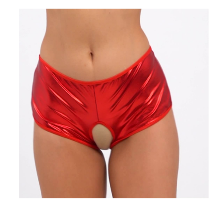 Fantezi Kırmızı Özel Bölgeleri Açık Parlak Külot BC0048