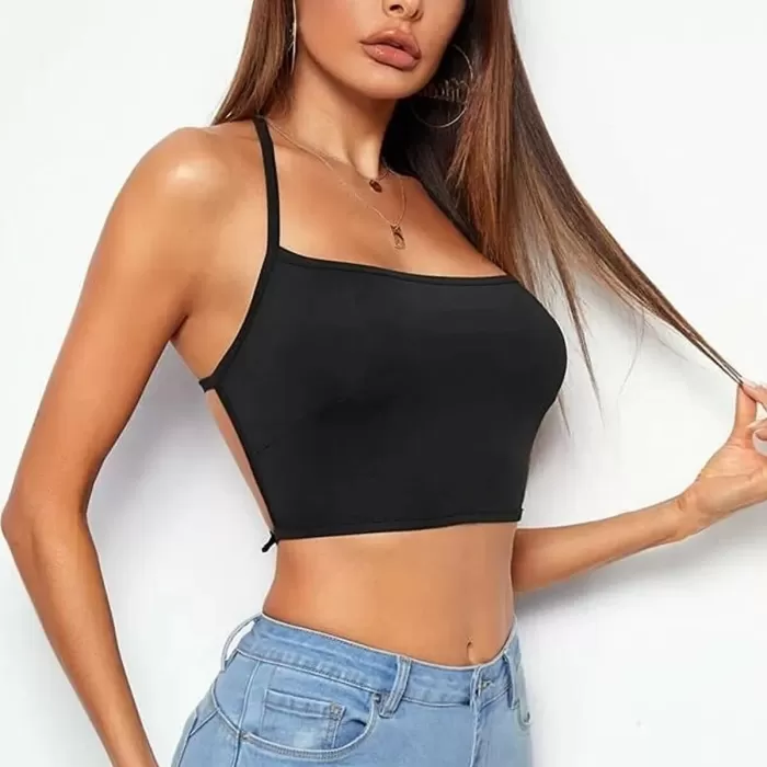 Bacio Kadın Sırtı Açık Siyah Belden Bağlamalı Crop Büstiyer BC5441