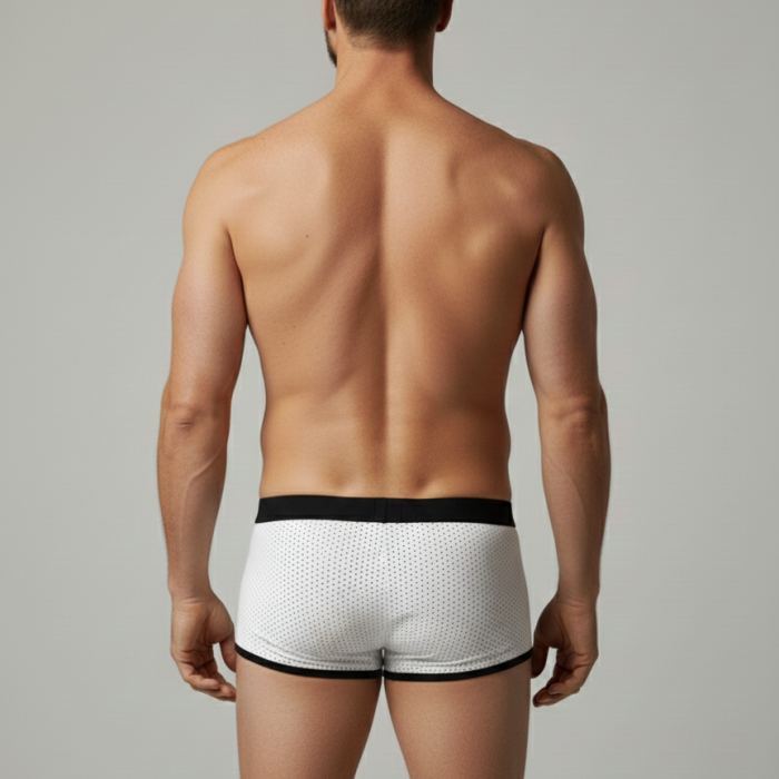 Erkek Beyaz Biyeli File Boxer