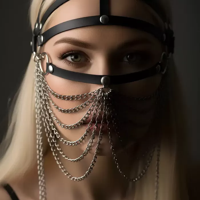 Zincirli Deri Seksi Maske - APFT465