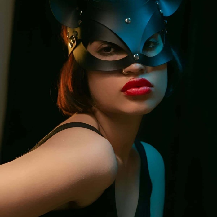 Deri Kedi Maskesi - Deri Maske - Seksi Maske - APFT558