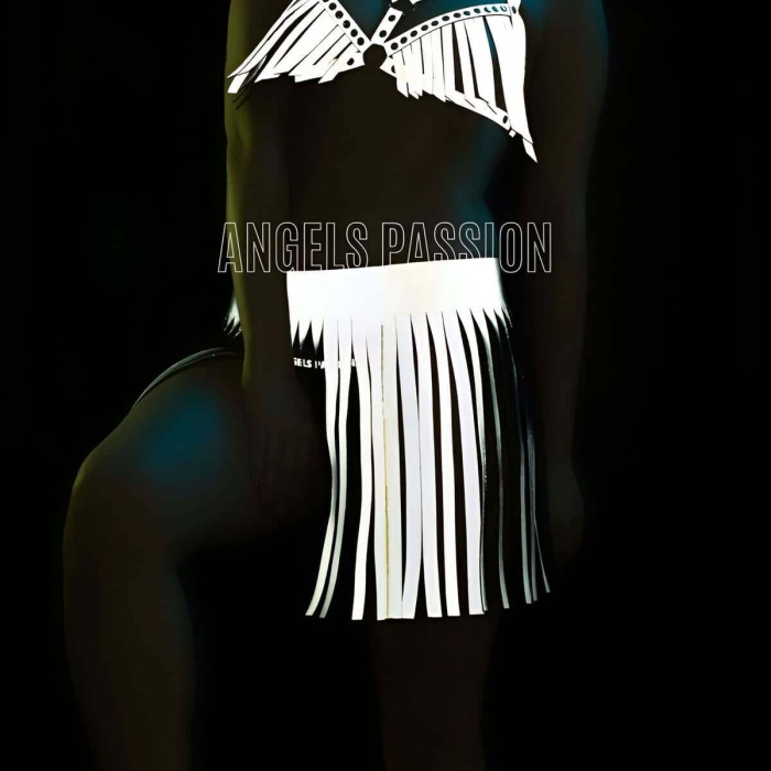 Karanlıkta Parlayan Püsküllü Etekli Seksi Harness Takım - APFT482