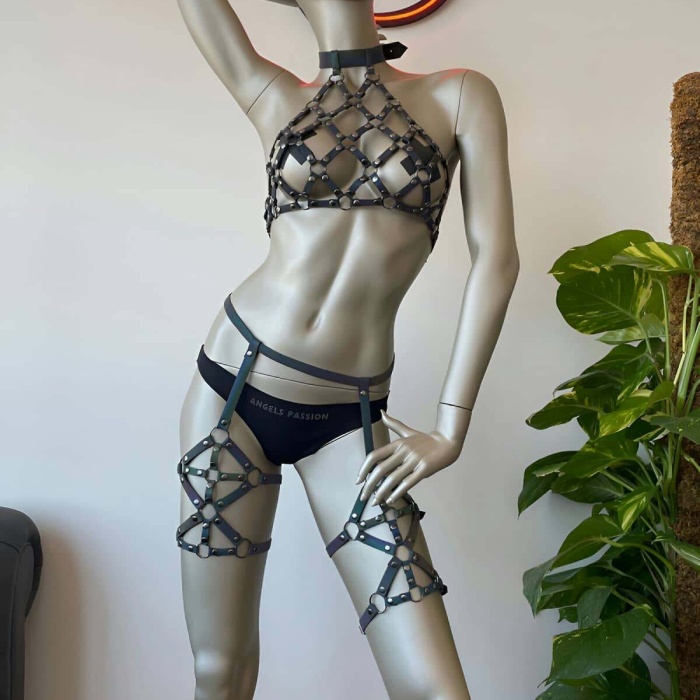 Rainbow Reflektörlü Seksi Jartiyer İç Giyim Takım - APFT460