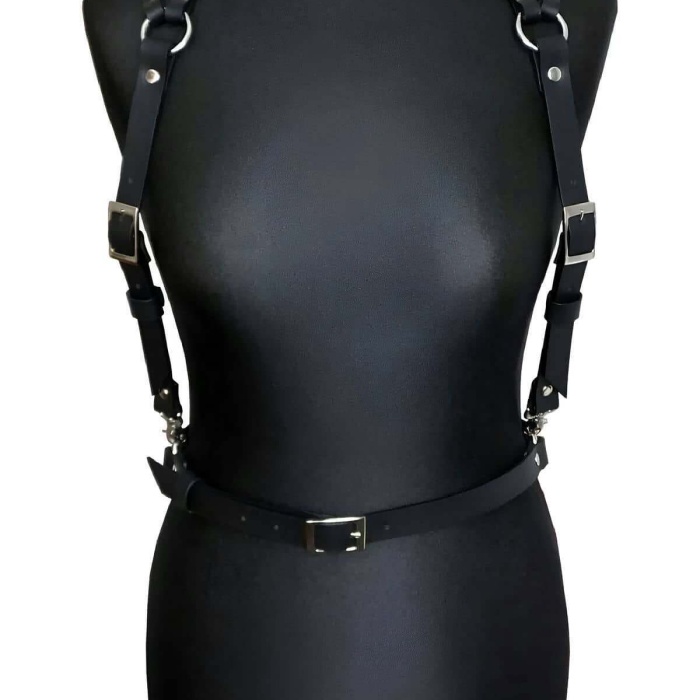 Seksi Deri Omuzdan Baglamalı Göğüs Harness - APFT916