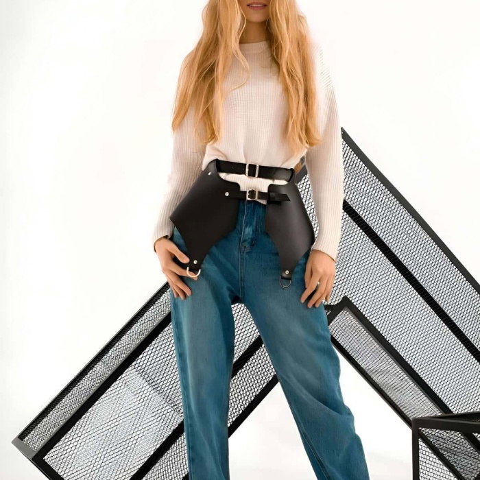 Günlük Kullanıma Seksi Deri Etek Harness - APFT1119