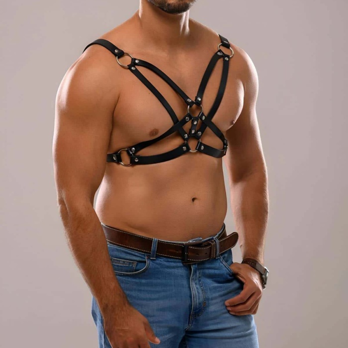Erkek Deri Fantazi Harness - APFTM141