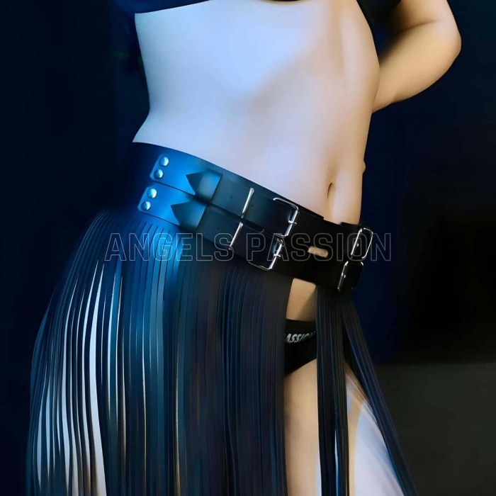 Püsküllü Deri Etek Harness - APFT1090