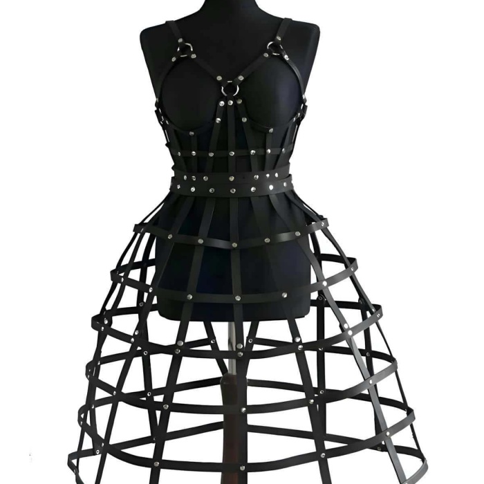 Kafes Tasarımlı Deri Alt ve Üst Takım, Festival Kostümleri - APFT1013