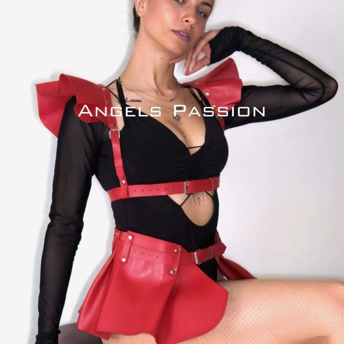 Deri Elbise Harness, Mini Deri Etek, Deri Elbise Etek Harness - APFT1001