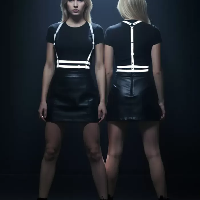 Karanlıkta Yansıyan - Reflektörlü Göğüs Harness, Parti Harness, Elbise Aksesuar - APFT205