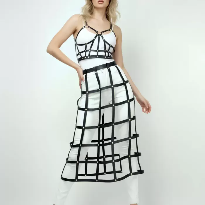 Deri Etek ve Deri Göğüs Harness Takım, Cosplaywear - APFT1013