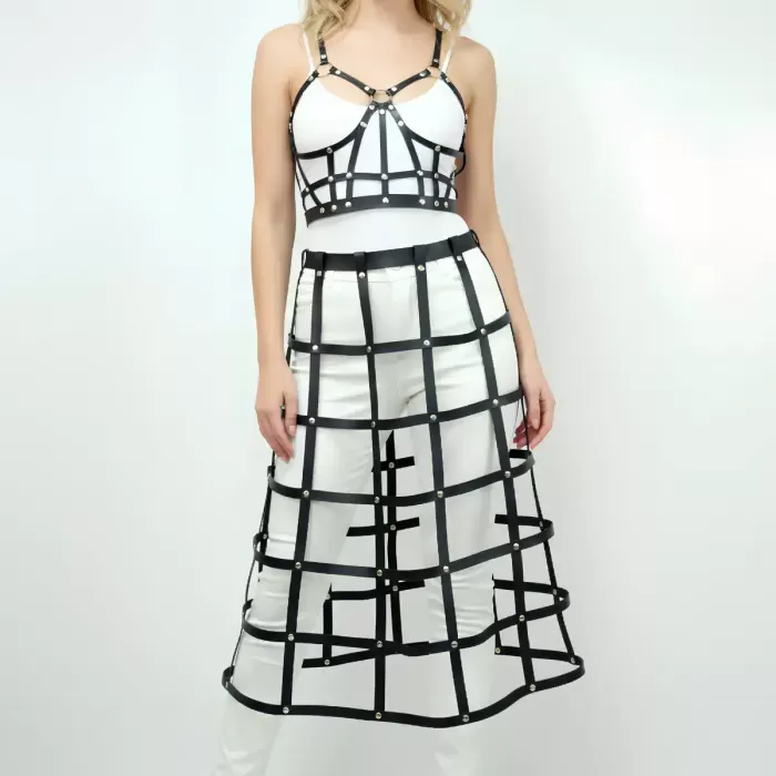 Deri Etek ve Deri Göğüs Harness Takım, Cosplaywear - APFT1013