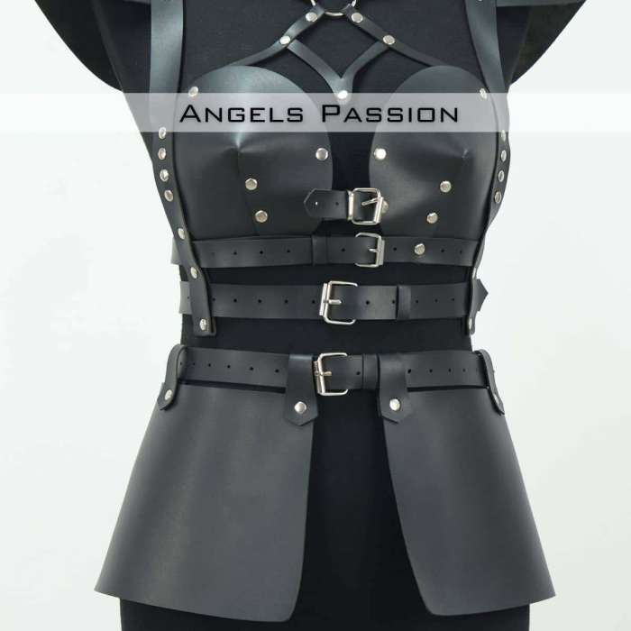 Deri Mini Elbise, Deri Harness Etek ve Göğüs Takım - APFT1371