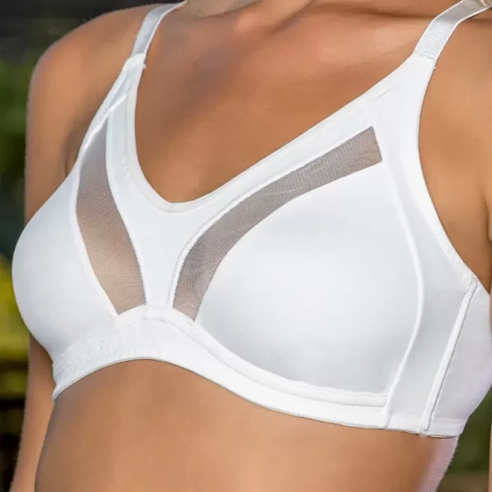 Büyük Beden Uyumlu Ekru Tül Detaylı Günlük Sütyen, B,C Cup Balensiz Konforlu Sütyen