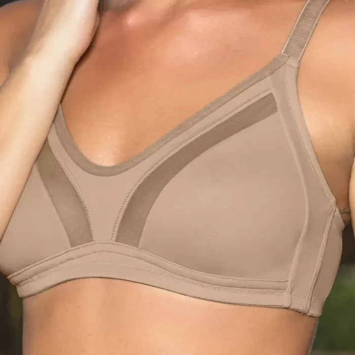 Büyük Beden Uyumlu Ten Tül Detaylı Günlük Sütyen, B,C Cup Balensiz Konforlu Sütyen