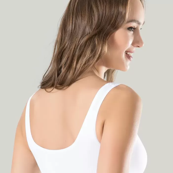 Kadın Beyaz Kalın Askılı Çıkarılabilir Pedli Örme Seamless Dikişsiz Basic Büstiyer