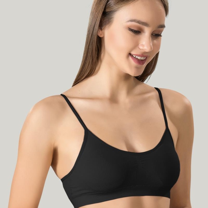 Kadın Ince Askılı Pedli Büstiyer Yarım Atleti Sütyen 3lü Set..