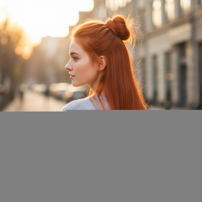 Fiber Sentetik Kabarık Dalgalı Yarım Ay + 2 Yan Çıt Çıt - Bakır