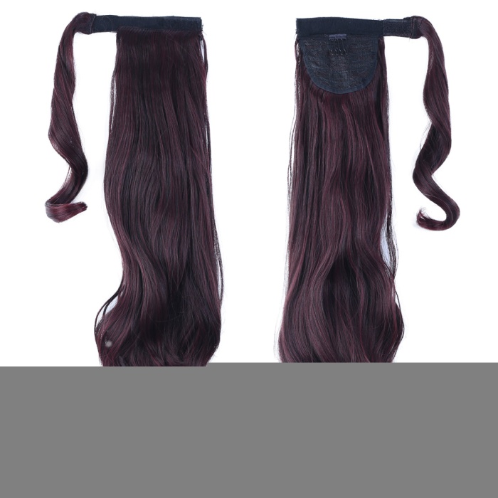 Fiber Sentetik Dalgalı Yarım Ay + 2 Yan Çıt Çıt - Koyu Kızıl