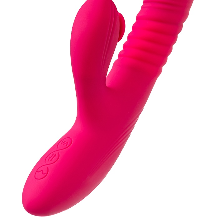 Klitoral uyarıcılı vibratör JOS Seri, silikon, pembe, 22 cm