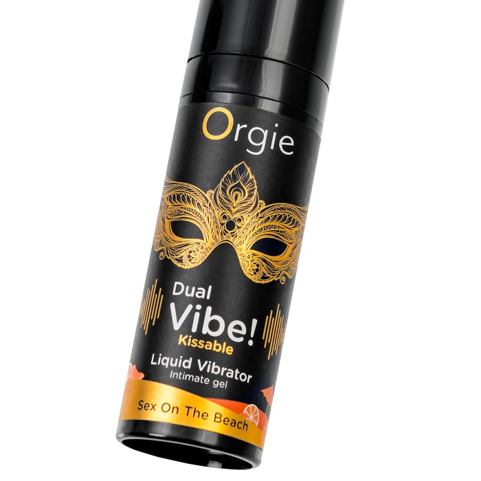 __Съедобный гель с эффектом вибрации Orgie DUAL VIBE!, со вкусом коктейля секс на пляже, 15 мл