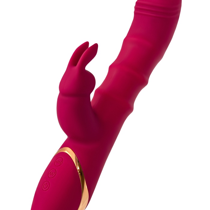 JOS Tenty Hareketli Halkalı Titreşimli Tavşan Vibratör – Bordo, 23,5 cm