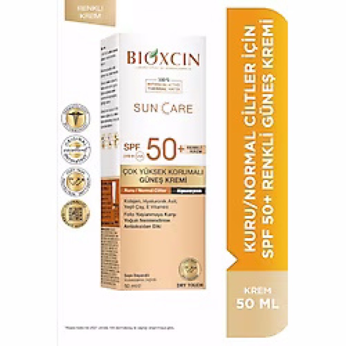 Bioxcin Sun Care Güneş Krem Renkli Yüksek Korumalı Kuru & Normal Ciltler İçin Spf50+  50 Ml