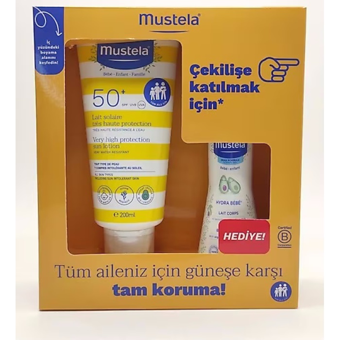 Mustela Güneş Losyonu Spf50 200 Ml + Mustela Hydra Bebe 100 Ml