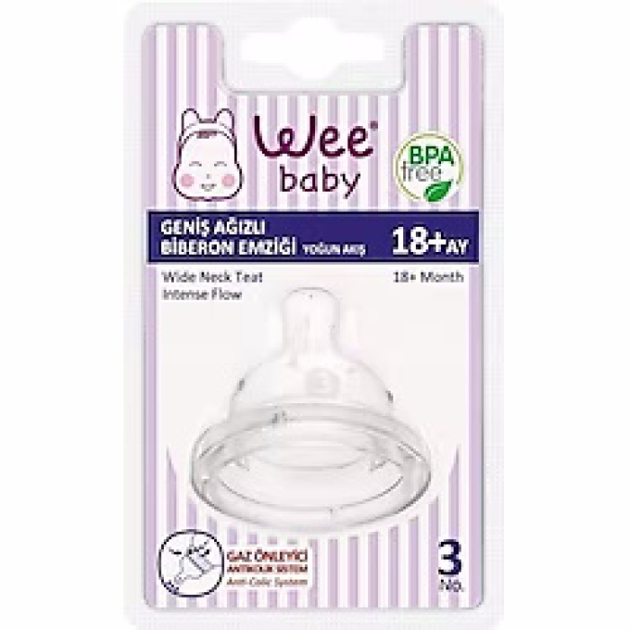Wee Baby Yuvarlak Uçlu Geniş Ağızlı Biberon Emziği No: 3