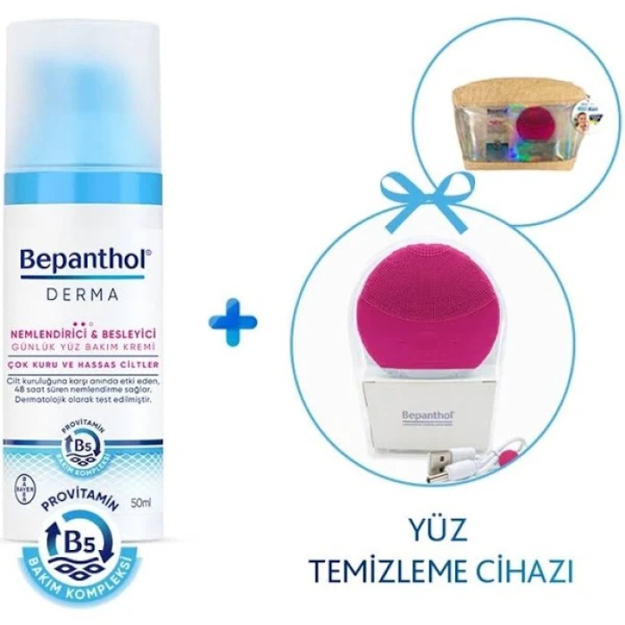 Bepanthol Derma Nemlendirici ve Besleyici Yüz Bakım Kremi 50 ml + Yüz Temizleme Cihazı Hediyeli