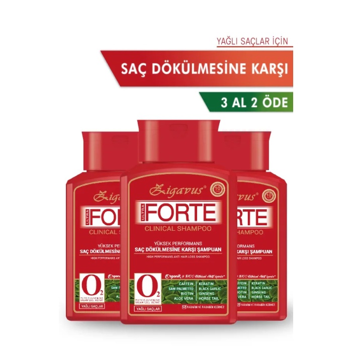 Zigavus Forte Ultra Clinical Yağlı Saçlar İçin Şampuan 300 ml - 3 Al 2 Öde