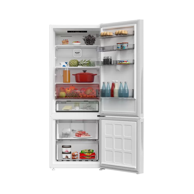 ARÇELİK 270475 IEBC Beyaz Cam Yapay Zeka Teknolojili Alttan Donduruculu Buzdolabı