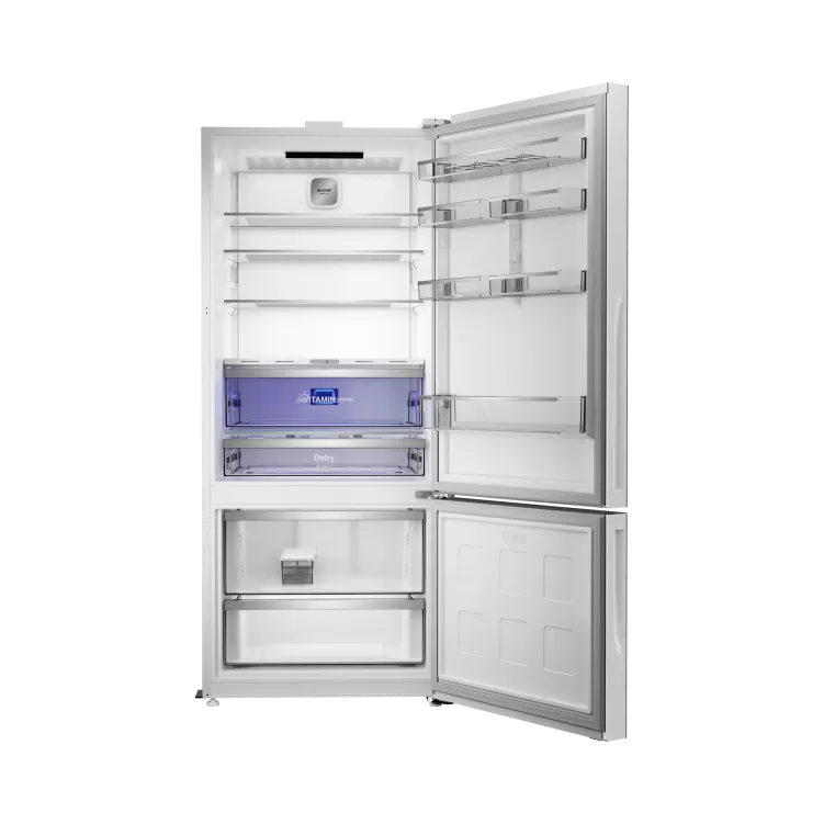 ARÇELİK 278551 EBC AI Fit Beyaz Cam Yapay Zeka Teknolojili Alttan Donduruculu Buzdolabı