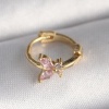 316L Çelik Gold Renk Pembe Zirkon Taşlı Kelebek Model Tragus Piercing