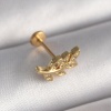 316L Çelik Gold Renk Zirkon Taş Detaylı Yaprak Model Tragus Piercing
