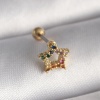 316L Çelik Gold Renk Renkli Zirkon Taşlı Yıldız Model Tragus Piercing