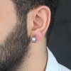 Silver Renk Kaplama Halka Kıstırmalı Çelik Erkek Küpe