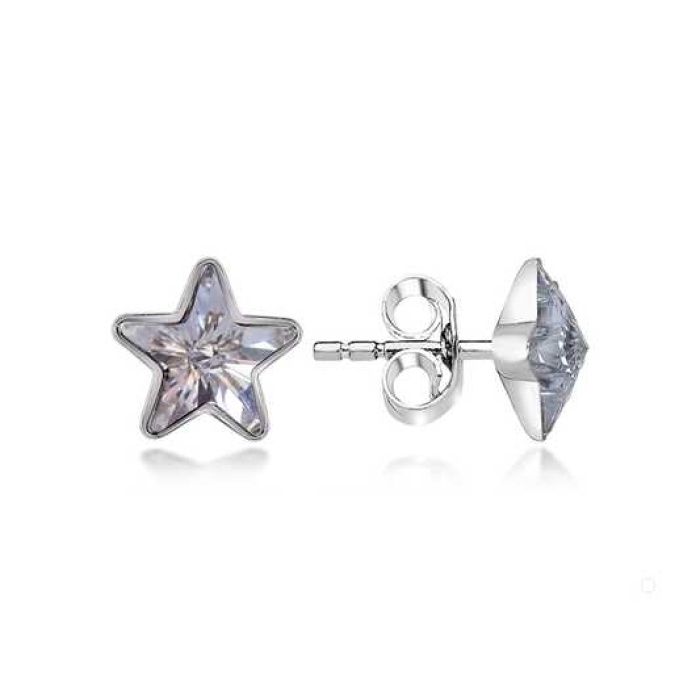 Swarovski Crystal Taşlı Gümüş Yıldız Çivili Kadın Küpe