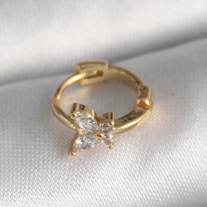 316L Çelik Gold Renk Zirkon Taşlı Kelebek Model Tragus Piercing