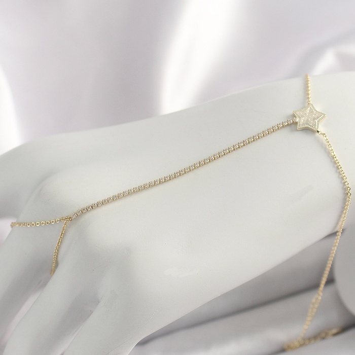 Pirinç Gold Renk Su Yolu Zirkon Taşlı Yıldız Model Kadın Şahmeran