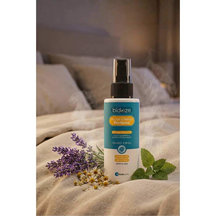 Bidoze Huzur & Relax Parfümü 100 Ml. | Sakinleştirici Uyku ve Yastık Spreyi