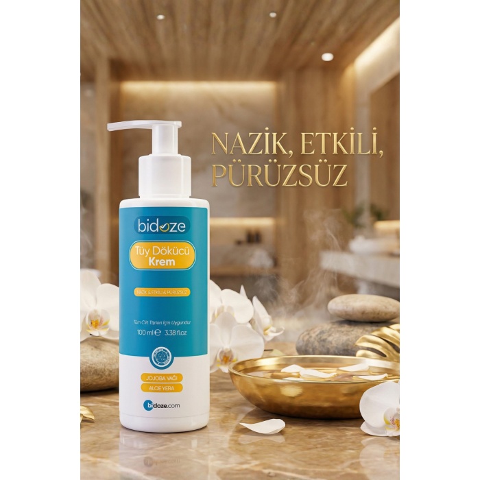 Bidoze Tüy Dökücü Krem 100 Ml | Aloe Vera ve Hindistan Cevizi Yağlı Pürüzsüzlük