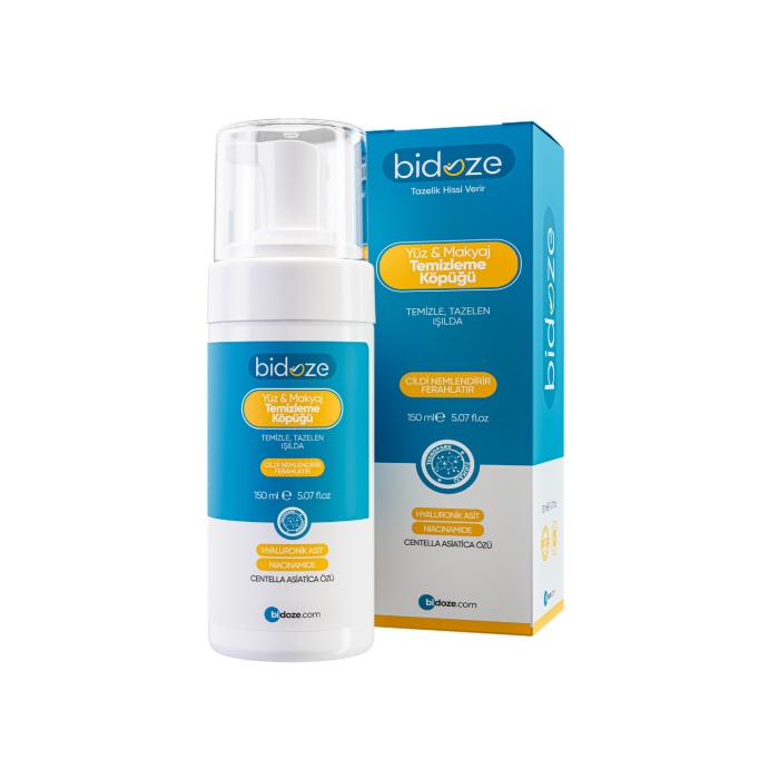 Bidoze Yüz & Makyaj Temizleme Köpüğü 150 Ml | Niacinamide, Centella ve Hyaluronik Asitli Arındırıcı Bakım