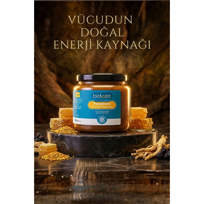 Bidoze Powerbank Enerji Macunu 220 Gr. | Arı Ekmeği, Ginseng & Arı Sütü İçerikli Doğal Enerji Macunu