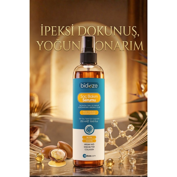 Bidoze Besleyici Onarıcı Yoğun Saç Bakım Serumu 250 ML | Argan Keratin Biotin Kolajen