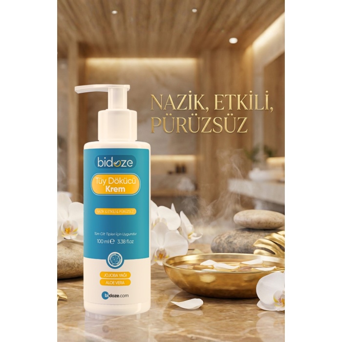 Bidoze Tüy Dökücü Krem 100 Ml | Aloe Vera ve Hindistan Cevizi Yağlı Pürüzsüzlük