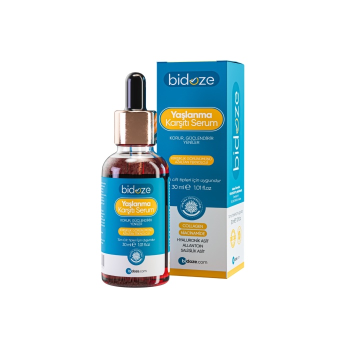 Bidoze Yaşlanma Karşıtı Serum 30 Ml | Peptit Kompleksi Ginseng ve Kolajenli Kırışıklık Karşıtı