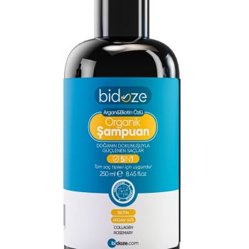Bidoze Argan & Biotin Özlü Organik Şampuan 250 Ml. | Dökülme ve Kepek Karşıtı Onarıcı Bakım